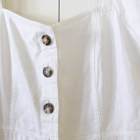 ✨NEW✨  Madewell Linen Cotton Puff-Sleeve Button-Front Retro Shift Dress - Picture 9 of 10